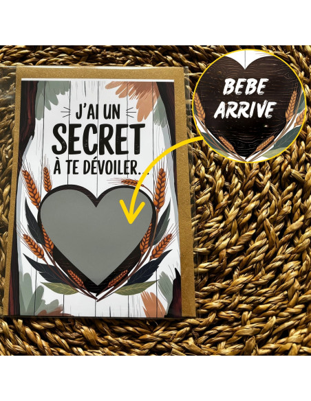 Carte à gratter “Bébé arrive” champêtre