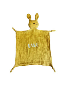 Doudou Lapin Personnalisé Brodé - Prénom Bébé | Gaze Coton Bio