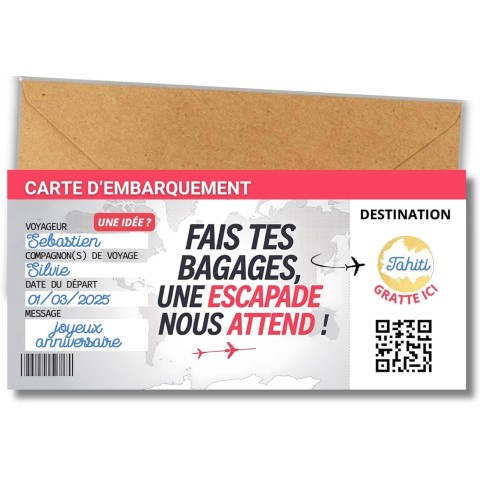 Lot de 2 cartes d’embarquement surprise à gratter