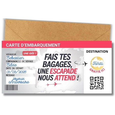 Lot de 2 cartes d’embarquement surprise à gratter