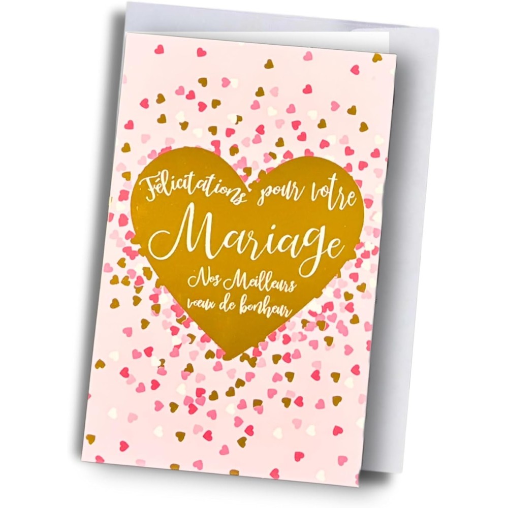 Carte mariage – Grand cœur doré