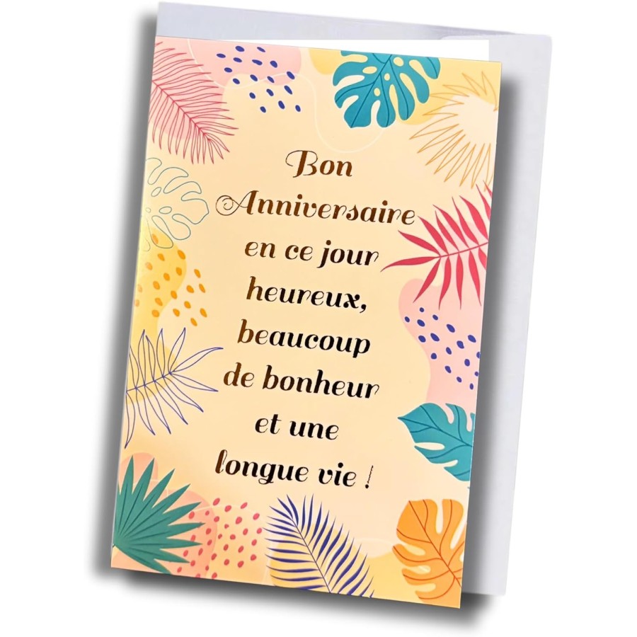 Carte anniversaire – Feuillage tropical coloré