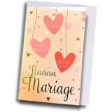 Carte mariage – Cœurs roses et dorés