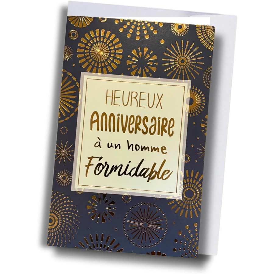 Carte anniversaire homme – Feux d’artifice dorés