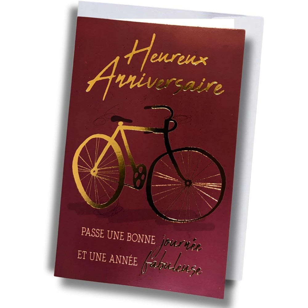 Carte anniversaire – Vélo vintage doré