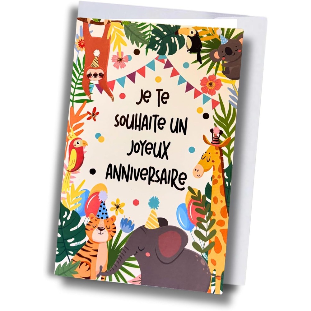 Carte anniversaire – Animaux de la jungle