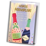 Carte anniversaire – Champagne et confettis