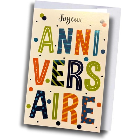 Carte anniversaire – Lettres décoratives colorées