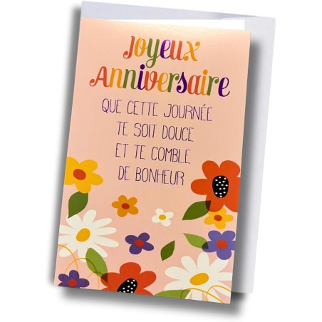 Carte anniversaire – Fleurs colorées
