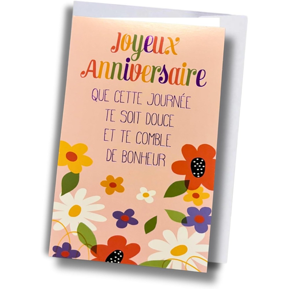 Carte anniversaire – Fleurs colorées
