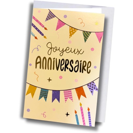 Carte anniversaire – Bougies et guirlandes
