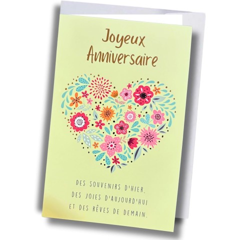 Carte anniversaire – Cœur floral