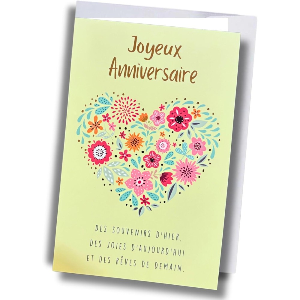 Carte anniversaire – Cœur floral