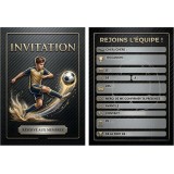 Lot de 20 invitations football – Noir et or, A6