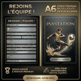 Lot de 20 invitations football – Noir et or, A6 — vue 2