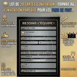 Lot de 20 invitations football – Noir et or, A6 — vue 4