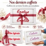 Coffret de 2 serviettes brodées personnalisées – Blanc — vue 2