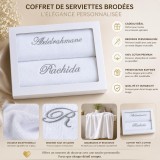 Coffret de 2 serviettes brodées personnalisées – Blanc — vue 4