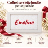 Coffret serviette brodée personnalisée UNO – Blanc — vue 2