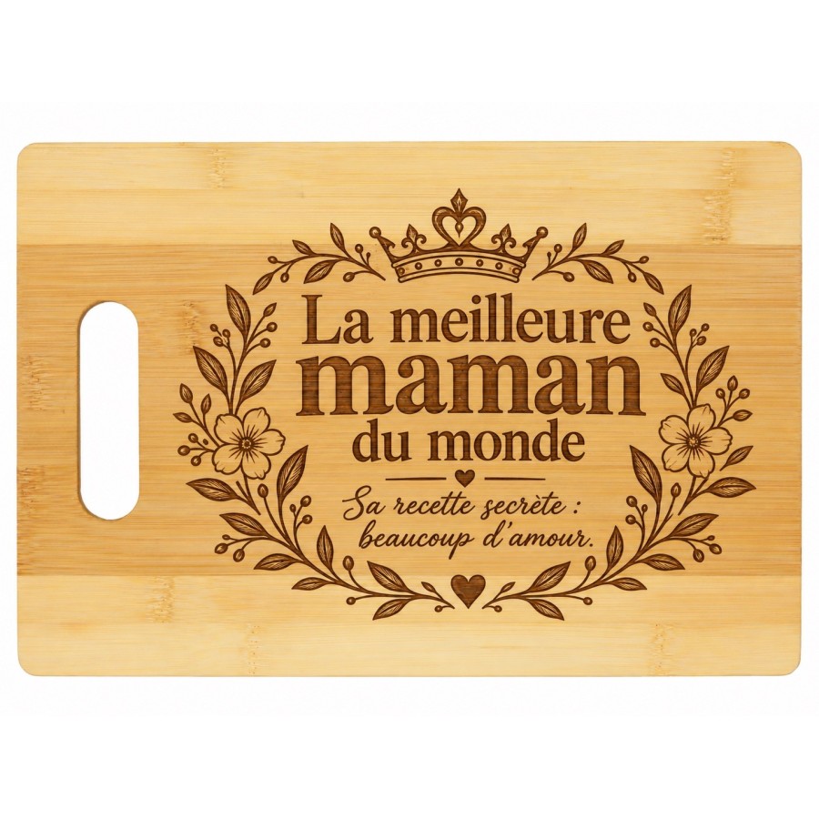 Planche bambou gravée – La meilleure maman du monde
