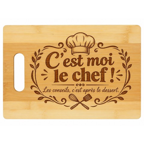 Planche bambou gravée – C’est moi le chef !