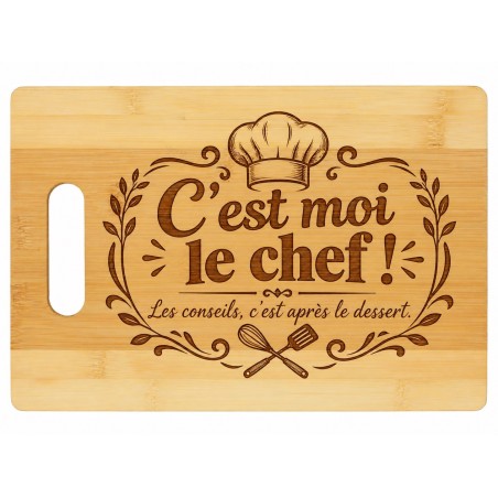 Planche bambou gravée – C’est moi le chef !