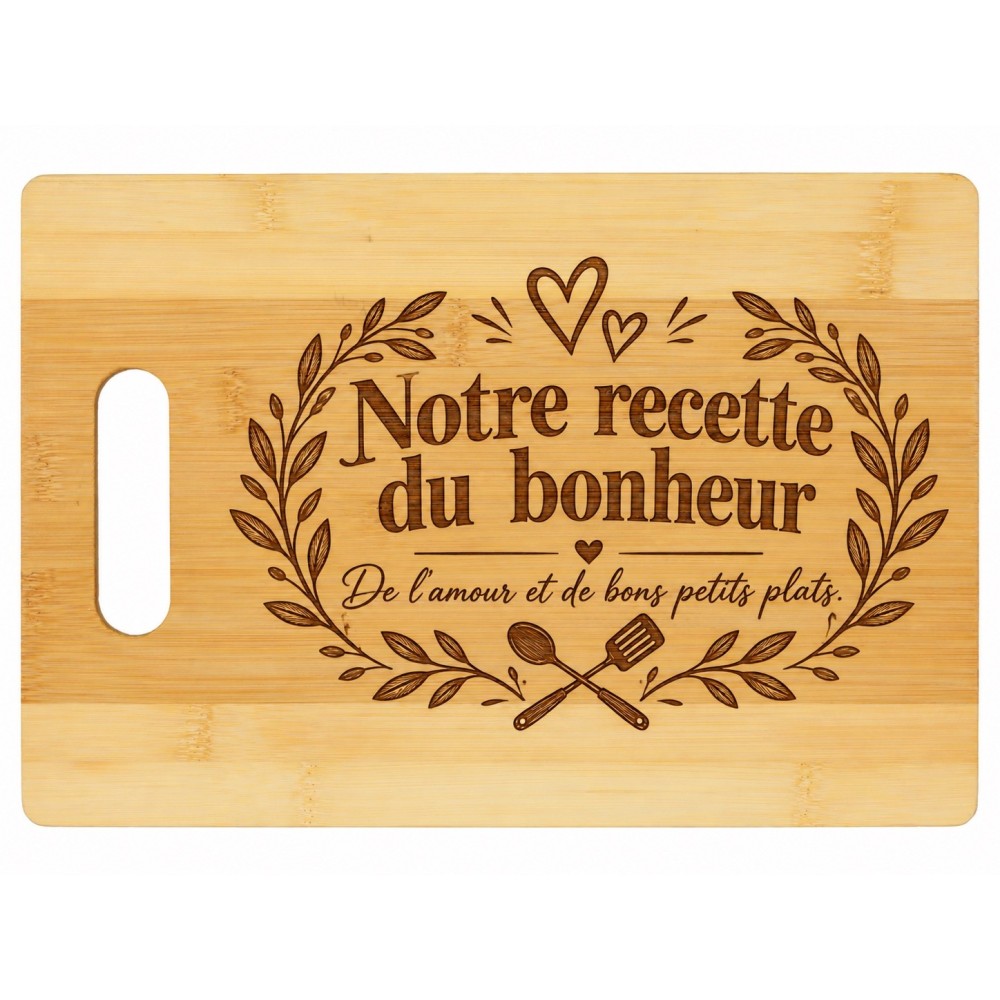 Planche bambou gravée – Notre recette du bonheur