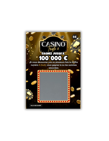 Cartes à Gratter Annonce de Grossesse Casino Triple 8 | Révélation "Bébé arrive"