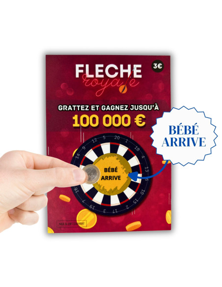 Carte à Gratter Annonce Grossesse "Flèche Royale" | Révélation Originale