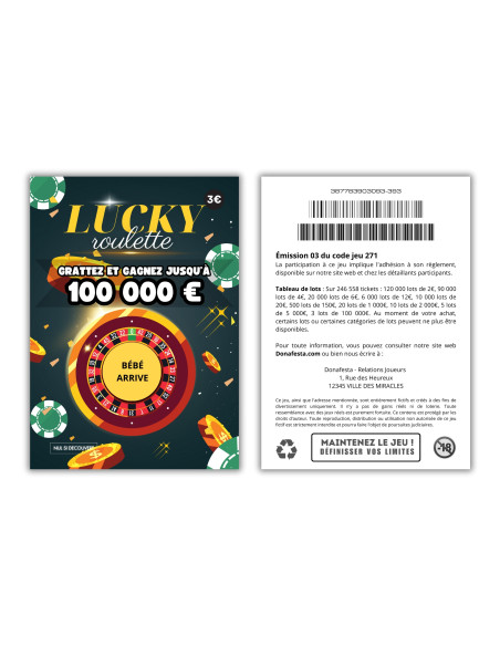 Carte à Gratter Annonce Grossesse Lucky Roulette | Révélation Originale Bébé