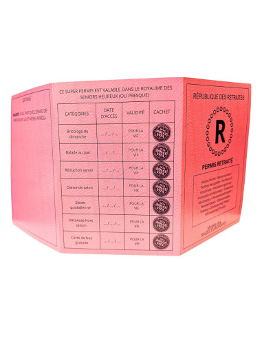 Permis Retraité Personnalisé : Cadeau Original et Humoristique pour Jeune Retraité