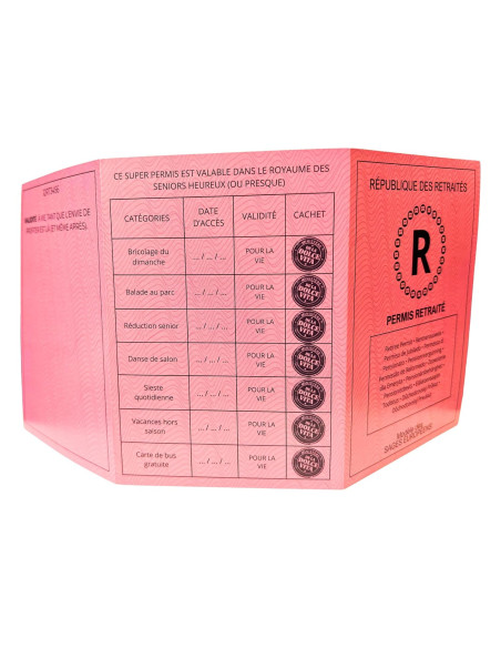 Permis Retraité Personnalisé : Cadeau Original et Humoristique pour Jeune Retraité