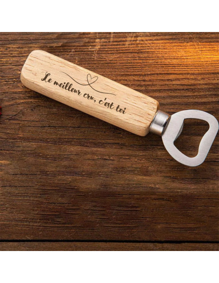 Ouvre-bouteille en Bois avec messages d'amour originals